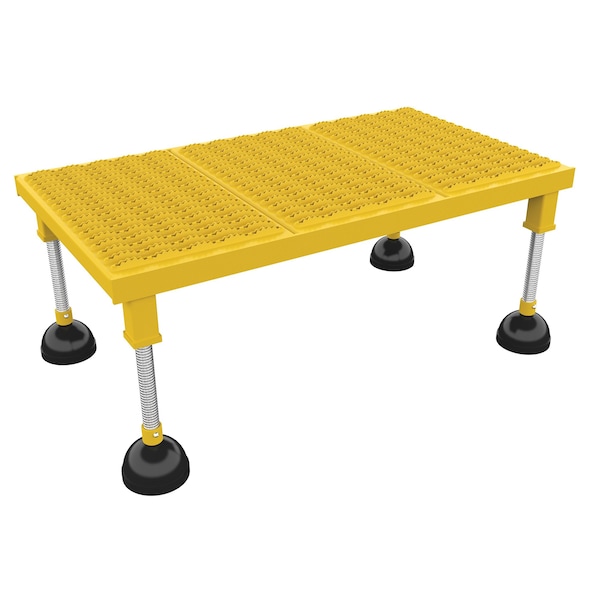 Portable Adj.Stand, 19x36, High, Serrated, 11.5 Overall Height, Steel, Yellow